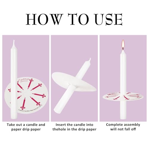 100 Pack 4 Inch White Church Taper Candles with Drip Protectors - color: white-4"100pcs