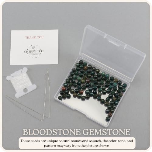 Cherry Tree Collection 100PCS 6mm Bloodstone Round Bead Craft Kit - color: bloodstone, size: 6mm