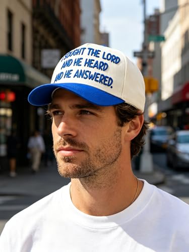Waldeal Christian Hat - I Sought The Lord and He Heard and He Answered Trucker Hat, Religious Gifts for Men Women - color: Blue