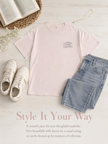 Muicy Women's Christian T Shirt Faith Based Tees Bible Verse Shirts Short Sleeve Summer Graphic Tees - color: Pink, size: Medium