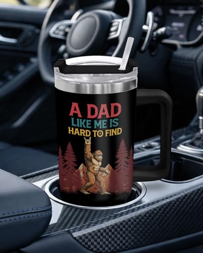 34HD Bigfoot Sasquatch Dads 40 oz Tumbler with Handle, Funny Dad Gift - color: Funny Bigfoot Dad