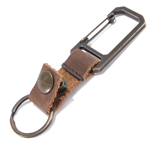 Carhartt Unisex Adult Durable Metal Key Keeper, Belt Loop Key Ring Holder with Self-Locking Metal Gate Clip for Car/Home Keys - color: Saddle Leather (Brown)