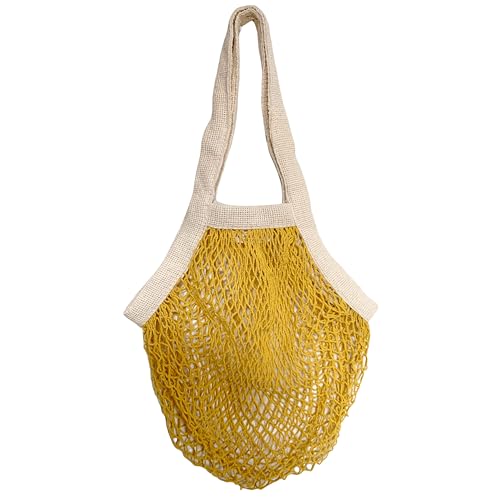 PILLOWPIA French Market Bag – Organic Cotton Tote, Handcrafted Adjustable Strap, Eco-Friendly 12-15" Farmers Market Carrier - color: Yolk