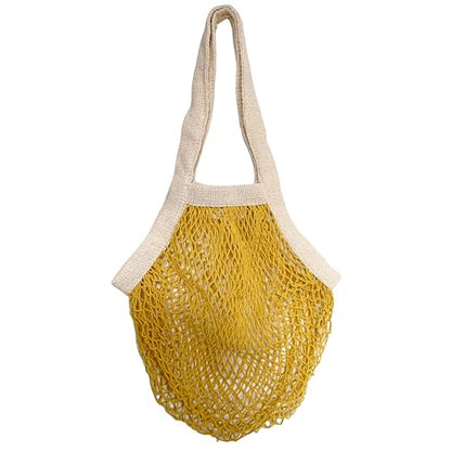 PILLOWPIA French Market Bag – Organic Cotton Tote, Handcrafted Adjustable Strap, Eco-Friendly 12-15" Farmers Market Carrier - color: Yolk