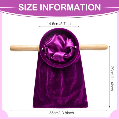 Tioncy 2 Set Church Tithe Offering Bag with Wooden Handle, 14" X 6", Purple - color: Purple, size: 14" X 6"