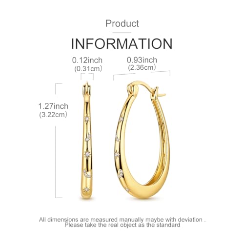 LAZA 925 Sterling Silver Earrings for Women Huggies Hoop Gold Earrings - color: Gold Moon Star Sun hoop Earrings