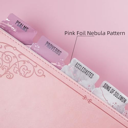 UPAFEXXI-Bible Tabs for Women and Men, 3D Gold Foil Embossed Lettering - color: Pink4