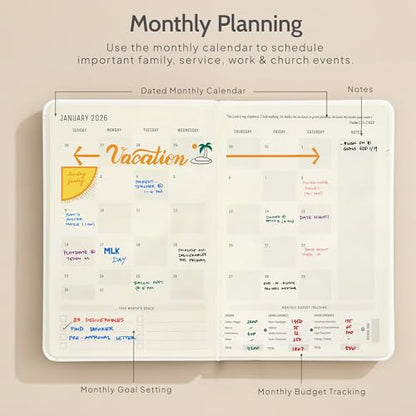 2026 Christian Planner & Prayer Journal | Strengthen Your Relationship with God and Better Navigate His Path for You | Daily Planner w/Bible Verses, Prayer Prompts, & Habit Tracking (White) - color: White