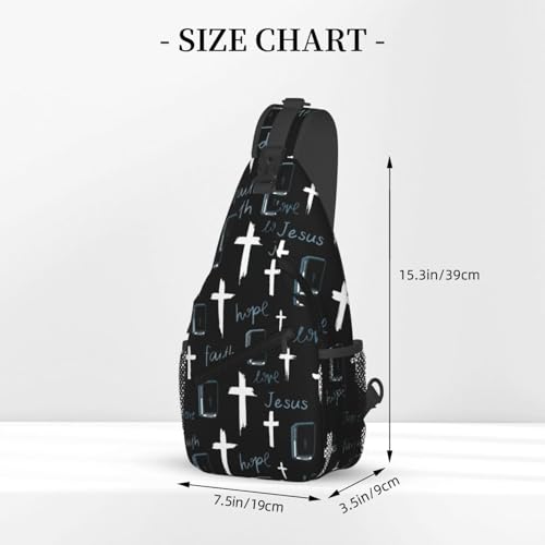 Jesus Christian Cross Crossbody Sling Bag For Women Men Adjustable Chest Bag Cute Shoulder Backpack Daypack For Sport Travel Hiking - color: Jesus Christian Cross 5