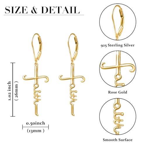 925 Sterling Silver Infinity Love of God Simple Dainty Faith Cross Dangle Earrings Religious Gift for Women - color: Faith - Gold
