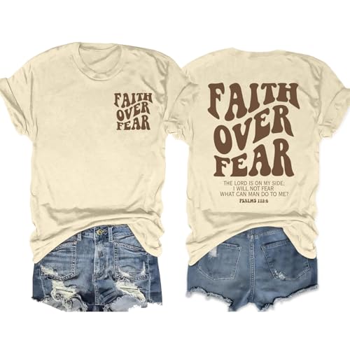 Christian Shirts for Women Bible Verse Shirt Jesus Faith T-Shirt Inspirational Religious Gift Tee Tops - color: Apricot1, size: Medium