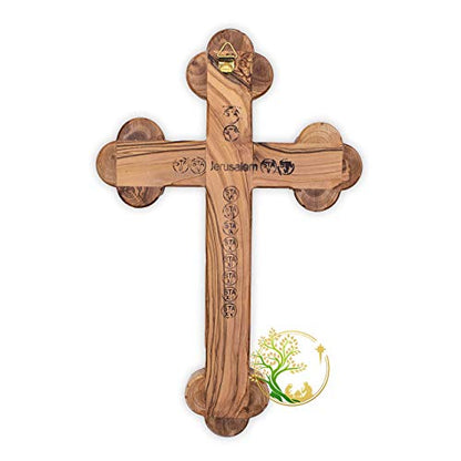 XLarge Handmade Mother of Pearl wall cross inlaid over Olivewood- Modern Religious Home wall décor - Unique Wooden crucifix for all occasions