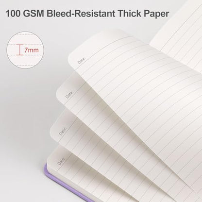 EMSHOI Lined Journal Notebook, 192 Numbered Pages, A5 Size (5.7'' x 8.3'') - color: Light Purple, style: Ruled