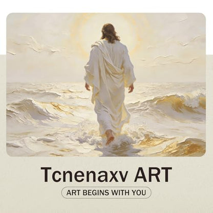 Christian Wall Art, Abstract Jesus Walking on Water Canvas Wall Art 16x24in - color: Jesus white Wall Art, size: 24"L x 16"W