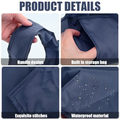 Large 50lbs Heavy Duty Reusable Foldable Grocery and Shopping Tote Bags - Washable Polyester Bags in Pocket - color: Blue