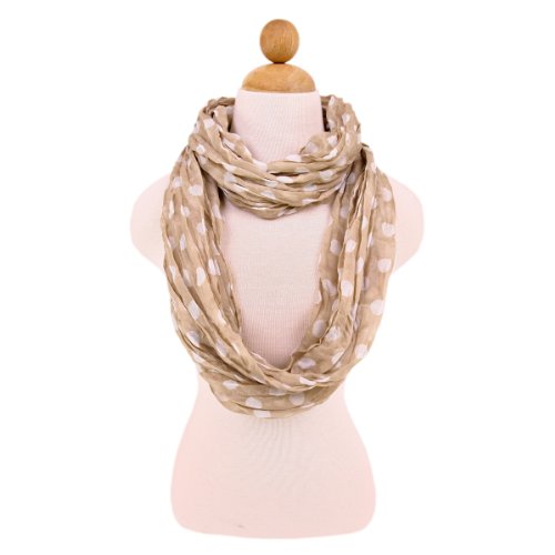 TrendsBlue Premium Polka Dot Infinity Loop Fashion Scarf - color: Brown