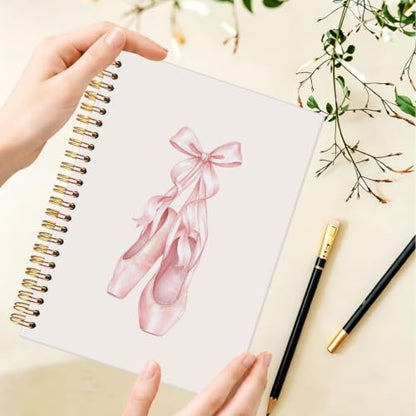 Pink Bow Cute Ballet Dance Spiral Notebook Journal for Women,A5 - color: Pink