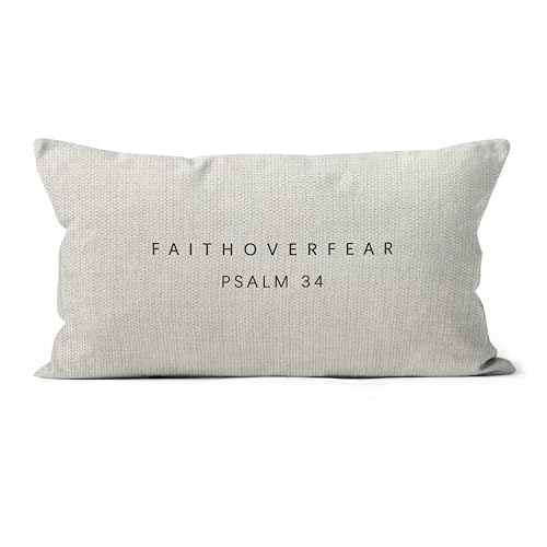 SiuSue Inspirational Christian Gifts for Women Men - Faith Over Fear Christian Pillow Covers 20x12, Bible Verse Gifts, Christian Decor, Christian Home Room Decor, Christian Pillow Cases