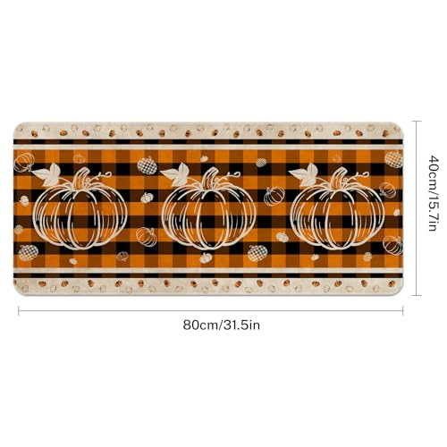 Britimes Large Mouse Pad, Mouse Pad, 31.5 x 15.7 Inch, Pumpkin Fall Orange - color: Orange Buffalo Plaid Pumpkin