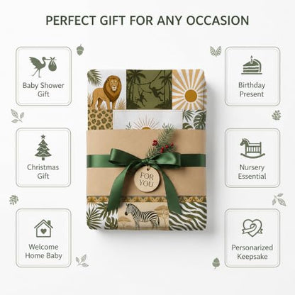Personalized Safari Animal Baby Blanket, Custom Jungle Baby Blanket - color: Green #10