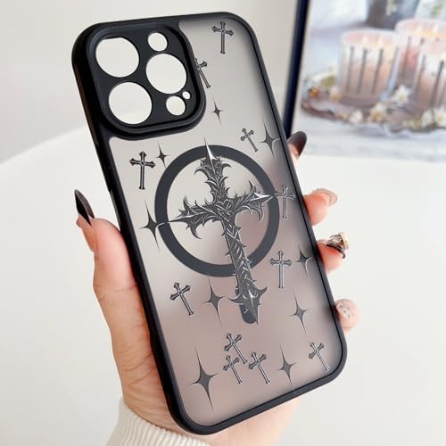 Magnetic Case Designed for iPhone 12 Pro Max, Cross Jesus Christian Design, Soft TPU Slim Shockproof Cover for Girls Women and Men - Black - color: Black-Frosted, size: iPhone 12 Pro Max