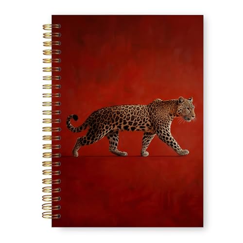 Red Leopard Notebook, Leopard Cheetah Journal Gifts for Women, Vintage Maximalist Cheetah Burgundy Hardcover Notebook Journal for Work Study 5.5x8.3 in - color: Red Leopard