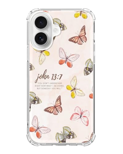 Butterflies Bible Quotes Phone Case Compatible with iPhone 17, Moth Aesthetic Phone Cover for iPhone 17 - color: Butterflies