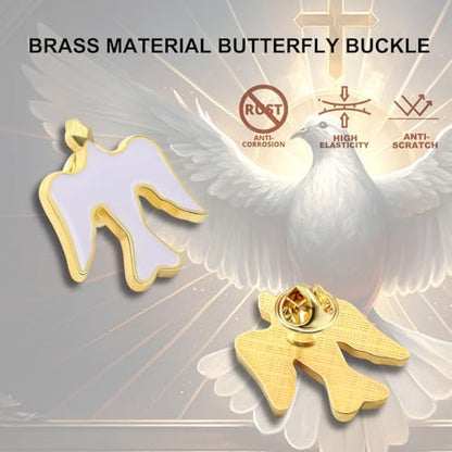 12/50/100Pack White Dove Gold Plated Enamel Lapel Pin-Holy Spirit/Peace/Memorial Gifts For Clothes Bags Hat - color: 50-Pack