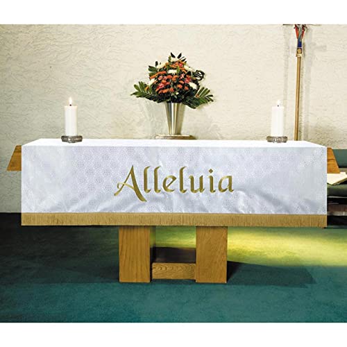Trinity Church Supply White Three Piece Maltese Cross Jacquard Parament Set Church Communion Supplies Outdoor Indoor Party Table Cloth, 108 Inch x 52 Inch