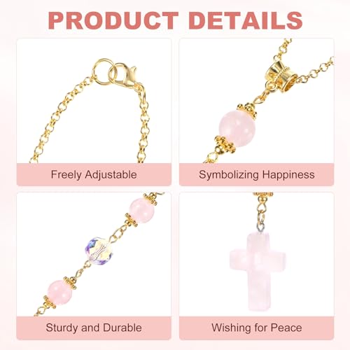 M METERXITY 1-Pcs Crystal Cross Car Mirror Hanging, Rearview Mirror Pendant - color: Pink