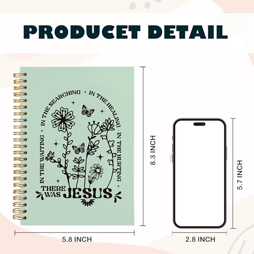 BearCake Boho Floral Christian Notebook Journal, Christian Gifts for Women, Bible Notebooks for Note Taking, Bible Journaling Notebook, Where the Jesus Hardcover Spiral Notebook 5.5x8.3 green - color: white Bible-Jesus green
