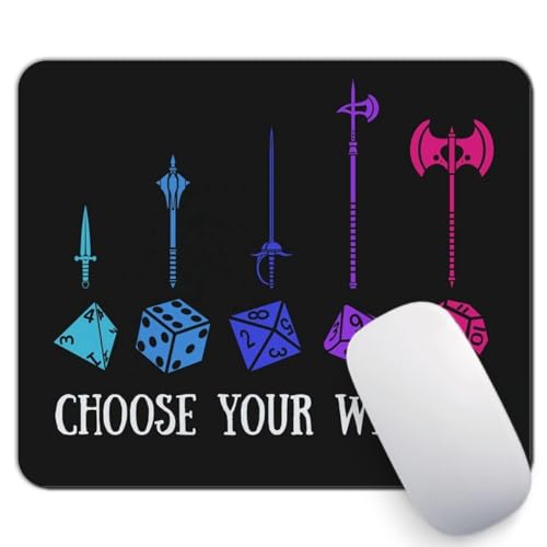 Choose Your Weapon Dungeon RPG Dice Non-Slip Rubber Mouse Pad Mousepad, 9.5 X 7.9 Inch (240mmX200mmX3mm) - color: Choose Your Weapon