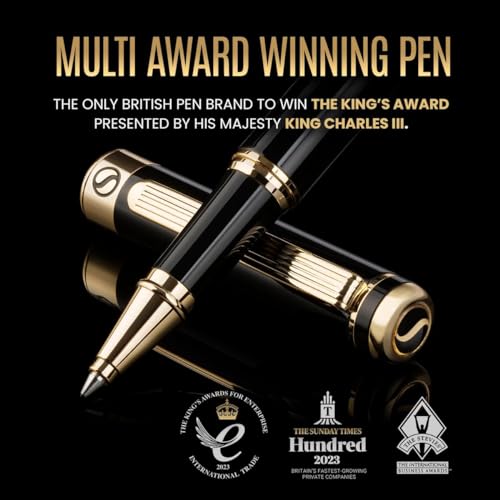 Scriveiner Black Lacquer Rollerball Pen - Stunning Luxury Pen, Real Gold Plating, Schmidt Ink Refill, Best Roller Ball Gift Set for Men & Women, Professional, Executive Office, Nice Pens - color: 1. Black with Gold