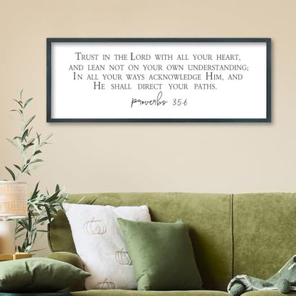 FZMHASLWW Bible Verse Proverbs 3:5-6 Wall Art, 32"x12", Black - color: Bible Verse Proverbs 3:5-6 (Black), size: 32"L x 12"W