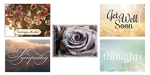 25 Sympathy Get Well Cards with Envelopes Business, Family (Variety Set)