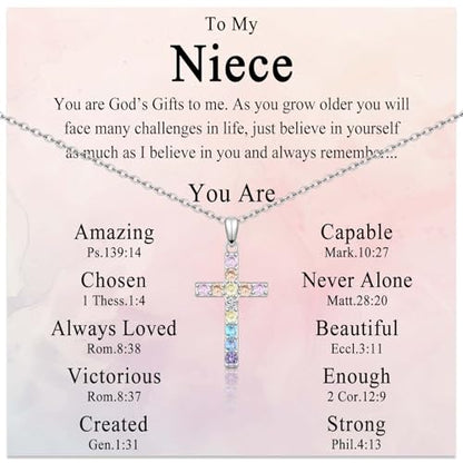 Cross Necklace for Little Girls Catholic Christian Religious Gifts - color: To My Niece