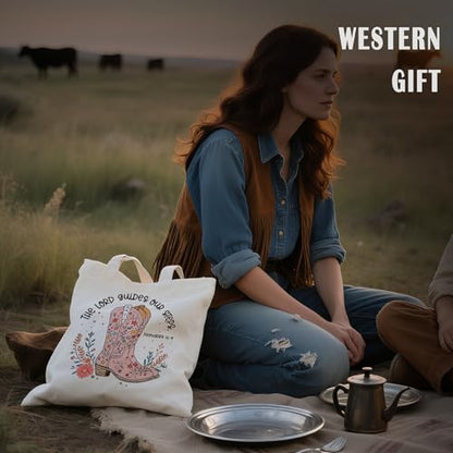 Christian Canvas Tote Bag, Western Cowboy Boot Bible