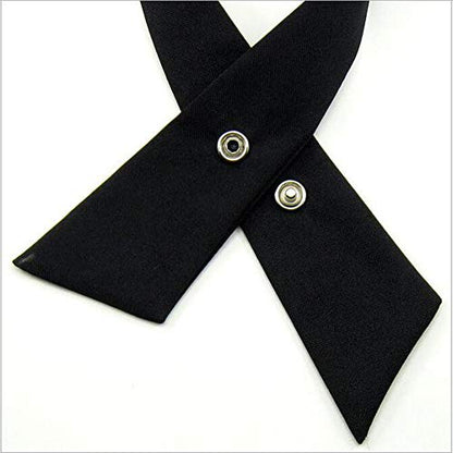 Tie for Men Women Adjustable Criss-Cross Bowtie School Uniform Pre Tied Bows for Girls Neck Tie Accessories PTK03 (Black New)