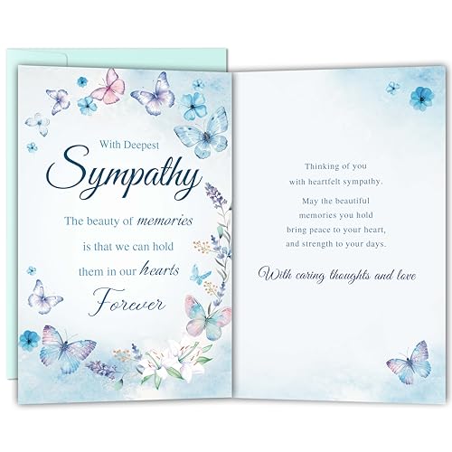Sympathy Card for Loss of Loved One, Heartfelt Condolence Card, Comforting Bereavement Greeting for Family Friends, Deepest Sympathy Gift Cards with envelopes - color: sympathy card