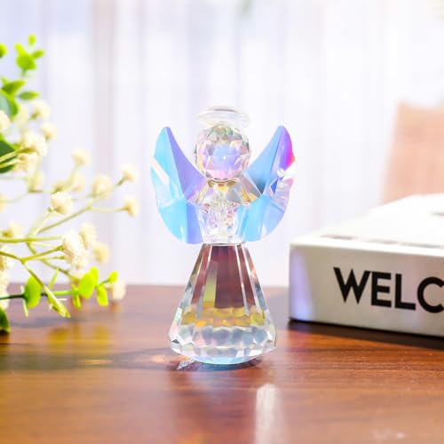 YWHL Iridescent Crystal Guardian Angel Figurine Angel Gifts for Women - color: Colorful