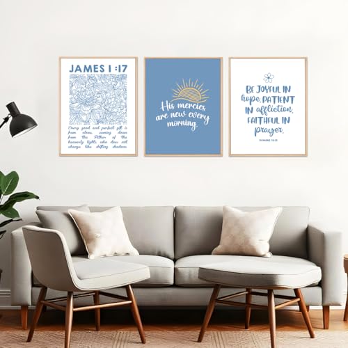 Set of 3 Poster Bible Verse Wall Art,His Mercies Are New Evey Morning Signs - color: His Mercies are New Every Morning