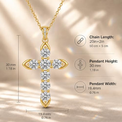 Cross Necklace 18k Gold Plated Christian Faith Jewelry Gift for Women - color: Cross-Gold