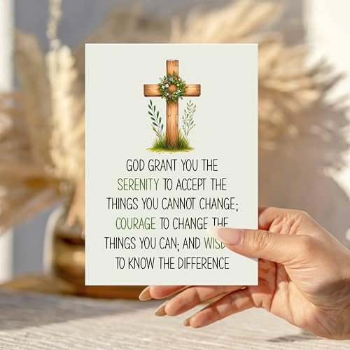 God Grant You the Serenity Bible Verse Encouragement Greeting Card Blank Inside Meaningful Motivational Message for Christian Lover Church Member Friend Coworker Family Member - color: God Grant You The