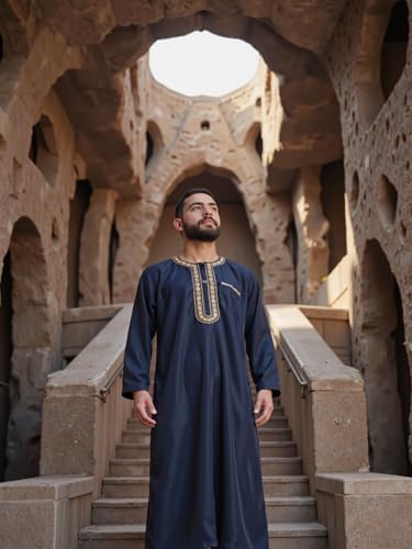 HOMELEX Men's Thobe Kaftan Arab Robe - color: Blue, size: XX-Large
