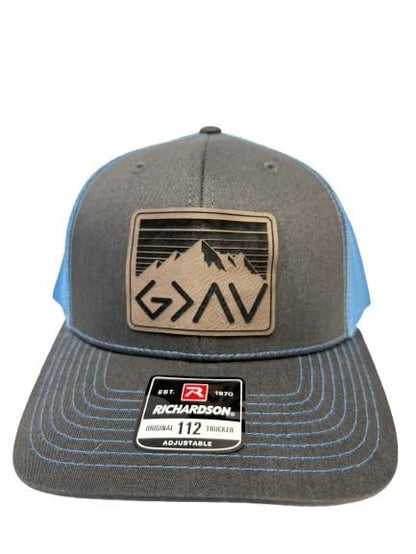God is Greater Than The Highs and Lows Trucker Hat Women's Hat All Black Sun Hat Men Gifts for Girlfriends Cool Cap - color: Charcoal Blue