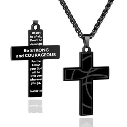 Smilelife Soccer Baseball Basketball Football Cross Necklace for Boys Men - style: Basketball