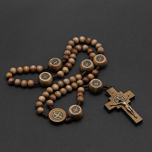 Intercession Mens St Bennedict Large Rosary - style: Walnut - Our Father