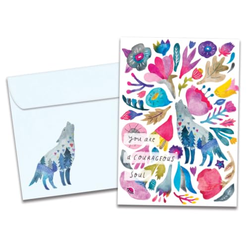 Tree-Free Greetings - Wolf Encouragement Card - Courageous Soul - color: Courageous Soul