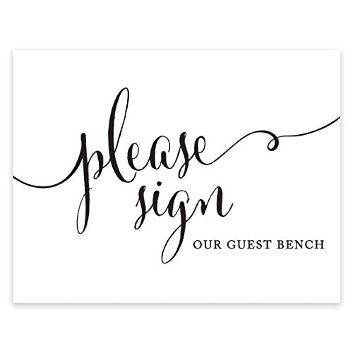 Andaz Press Wedding Party Signs, Formal Black and White Print, 8.5x11-inch, Please Sign our Guest Bench Table Sign, 1-Pack, For Graduation, Reunion - color: Please Sign Bench