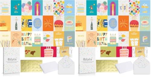 48 Pack Unique Gold Foil Birthday Cards with Envelopes & Stickers | 4x6 Inches Blank Happy Birthday Cards Assortment in Bulk for Family, Kids, Friends, Work & Office Celebrations. - size: 4x6 inches (Pack of 2)